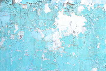Peeling paint on wall blue grunge material texture