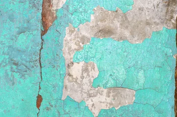 Cercles muraux Vieux mur texturé sale Peeling paint on wall blue grunge material texture
