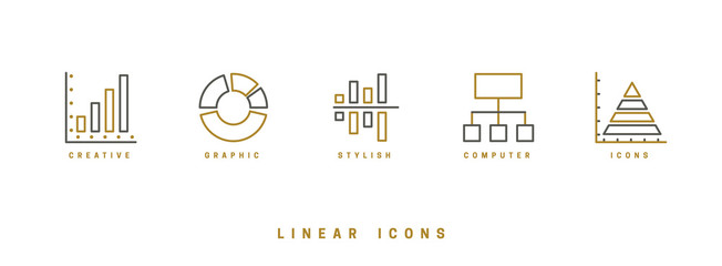 Set Icons diagram in linear style.