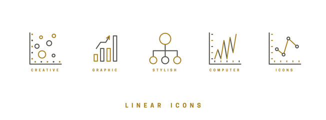 Set Icons diagram in linear style.