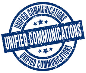 unified communications blue round grunge stamp