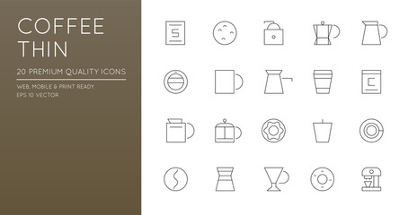 Set of simple line icons for coffee shop cafe vector illustration