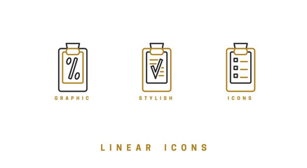 Icons documents linear style. Page paper icon vector graphic