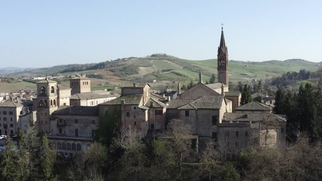 Aerial view of the castle of  Castelvetro