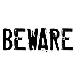 BEWARE stamp on white