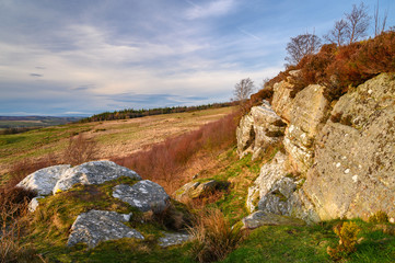 Corby's Crag near Edlingham, overlooking the hamlet of Edlingham in Northumberland, England and is popular with rock climbers
