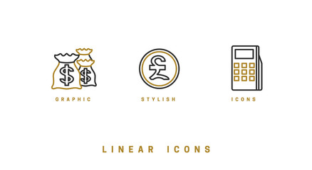 Business Finance Icons. Line icon - Vector illustration