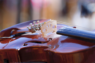 Violin after piaying closeup view