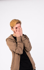 handsome young man posing on white background