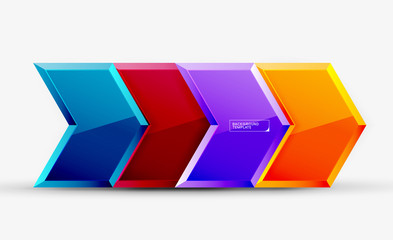 Shiny glossy arrows background, clean modern geometric design, futuristic composition
