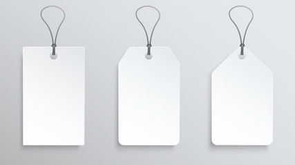 Three white price tag. Vector label template. Eps10