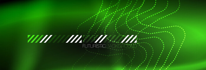 Dark neon light glowing template, abstract vector background lines