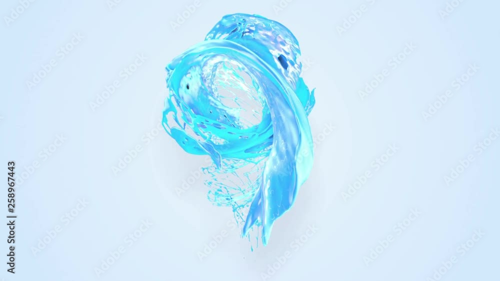 Aufkleber 4k blue splash moves past the camera in slow motion. 3d animation with luma matte as alpha channel f