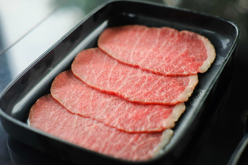 Slide Beef tenderloin for grill food