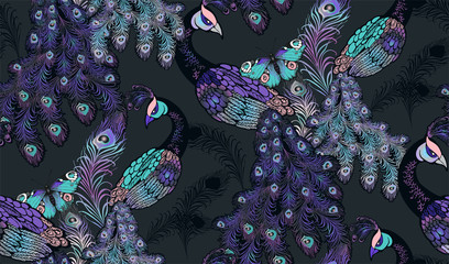 Pattern of peacock. Vector illustration. Suitable for fabric, wrapping paper and the like