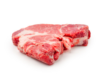 Raw pork isolated on white background.
