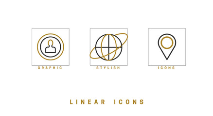 Communication icons set, contacts, pictogram, vector linear style