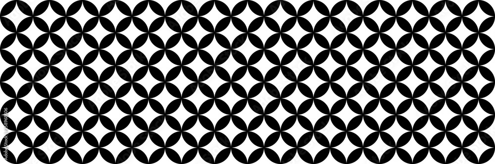Poster horizontal black and white circle texture design for pattern and background