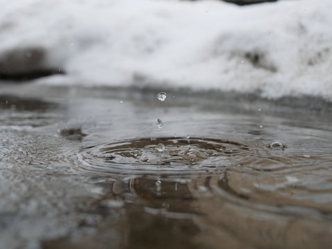 Polonne / Ukraine - 31 January 2019: Close up on water drop with water wave © Nazar