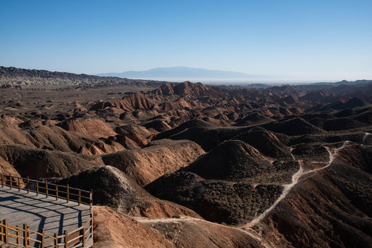 Gansu , China : Rainbow moutain  (Zhangye danxia landform)  the colorful scenic natural landmark in Silkroad , China