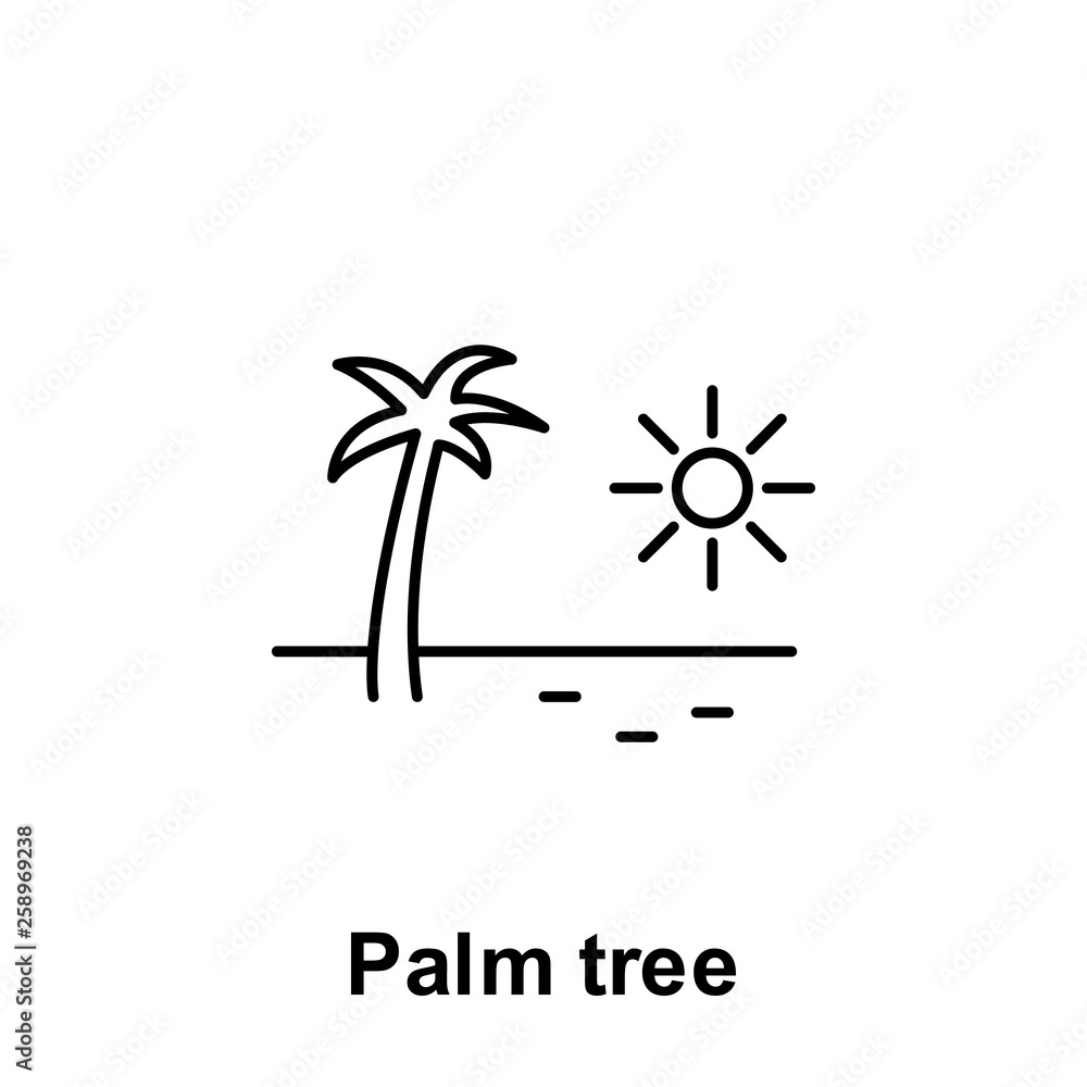 Poster palm tree icon. element of summer holiday icon. thin line icon for website design and development, a