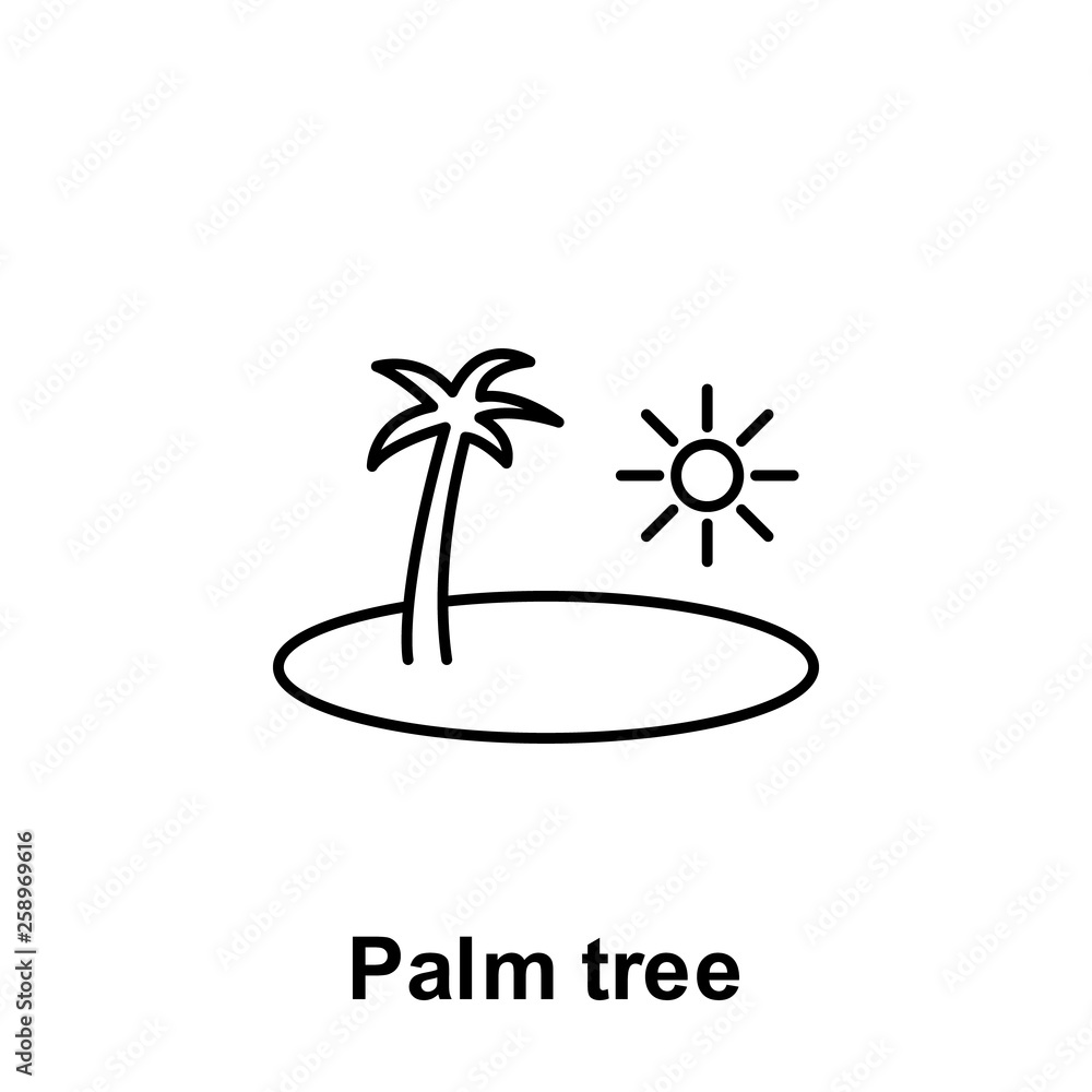 Poster palm tree icon. element of summer holiday icon. thin line icon for website design and development, a