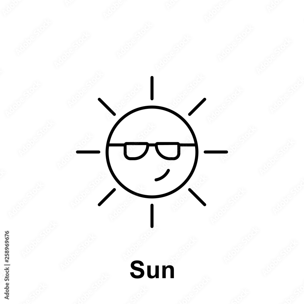 Aufkleber sun icon. element of summer holiday icon. thin line icon for website design and development, app dev