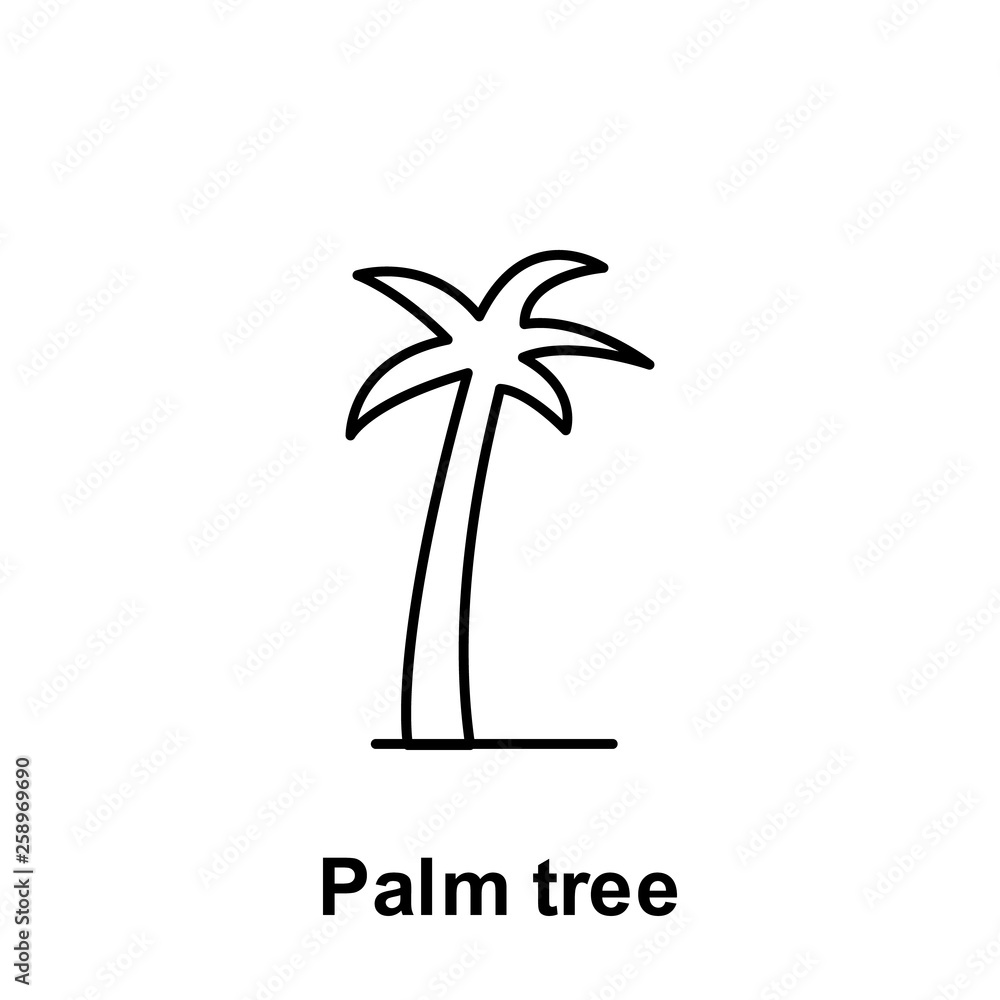Poster palm tree icon. element of summer holiday icon. thin line icon for website design and development, a