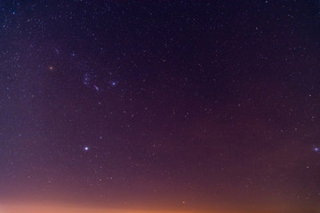 Stars on the sky during twilight