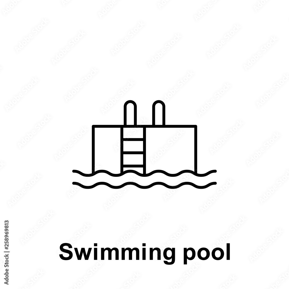 Poster swimming pool icon. element of summer holiday icon. thin line icon for website design and developmen