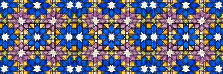 Abstract composition inspired by a typical portuguese decorations  called azulejos - Perfect seamless 