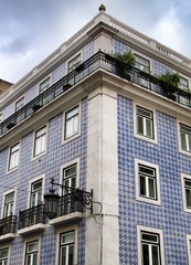 Narrow and colorful streets, facades and balconies of Lisbon