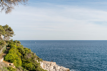 Seacoast of Cap Martin in a sunny winter day