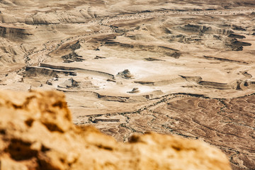 Fototapeta na wymiar View from the Masada on the desert on a sunny day