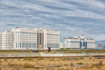 Aerial View of complex of administration buildings of Salekhard, Russia