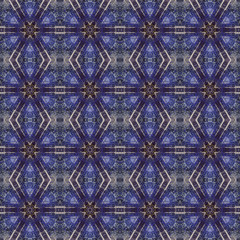 Blue Abstract Seamless Pattern with Kaleidoscope Wheels