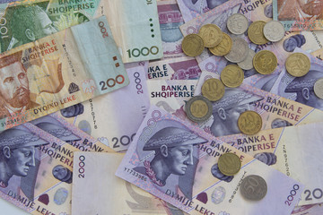 Close up of Albanian LEK. Albania national currency