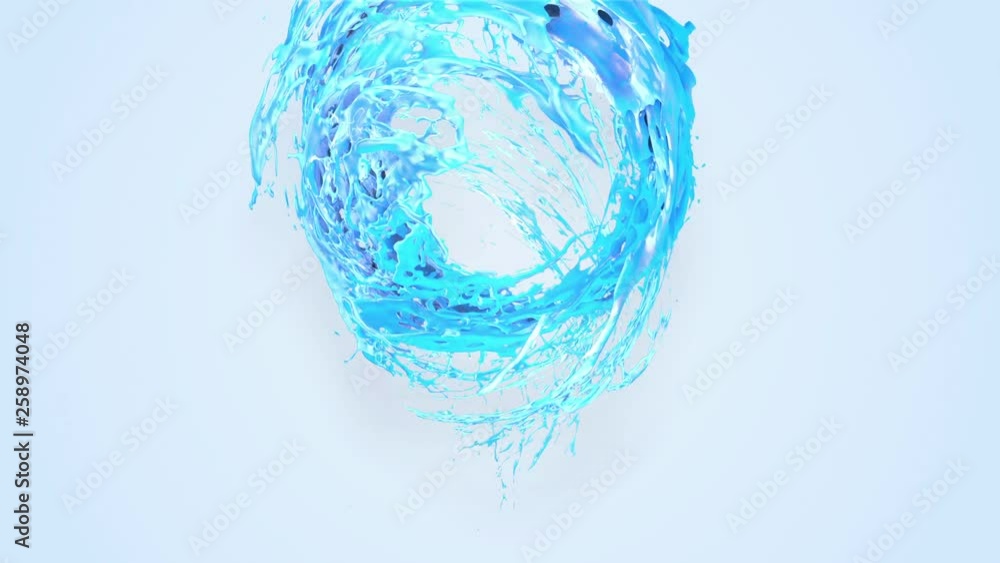 Poster 4k blue splash moves past the camera in slow motion. 3d animation with luma matte as alpha channel f