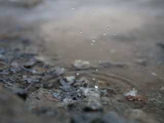 Polonne / Ukraine - 31 January 2019: Close up on water drop with water wave