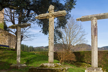 Bolibar town and Zenarruza monastery in Vizcaya, Spain