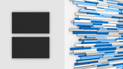 White wall. Tv studio. White studio.  News room. 3D rendering