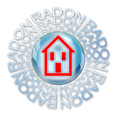 Protect your home from radon gas - concept illustration with a silhouette of a house inside a soap bubble