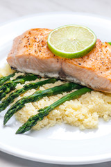 salmon with asparagus and couscous