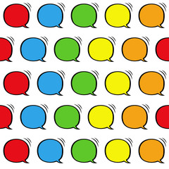 Seamless pattern. Infinitely repetitive texture with colorful speech bubbles. Vector illustration 