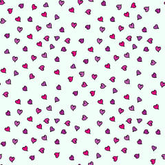 Vector seamless pattern with red small hearts. EPS10