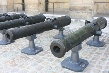 Old guns in the courtyard of the Invalides.
