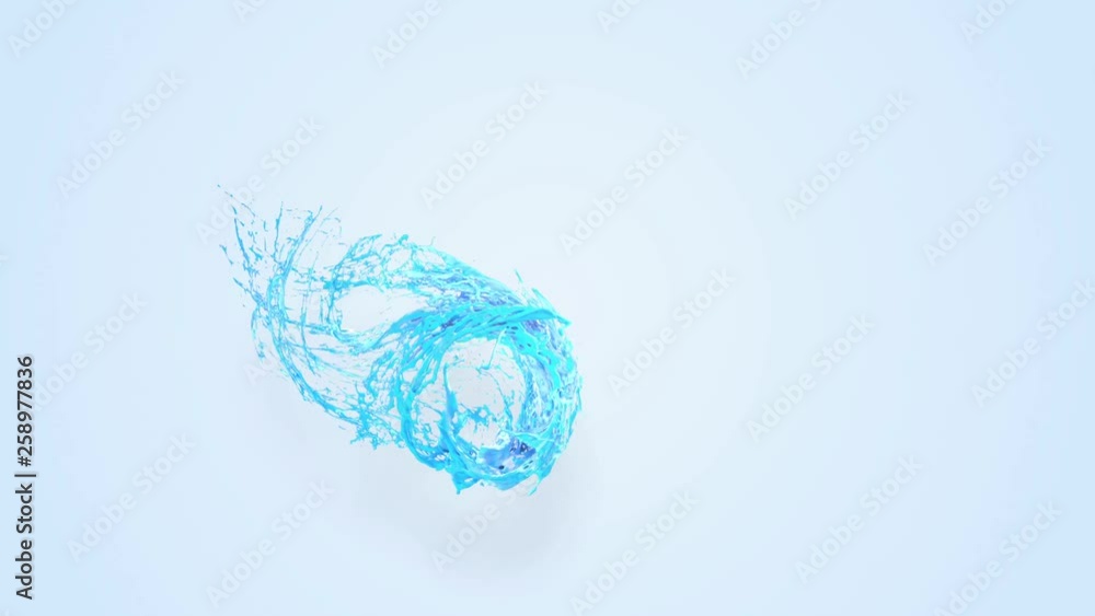 Poster 4k blue splash moves past the camera in slow motion. 3d animation with luma matte as alpha channel f