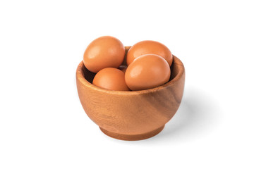 Raw eggs isolated on white background.