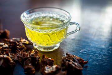 Raw organic garmalo or amaltas or golden shower tree with its extracted herbal and beneficial tea...