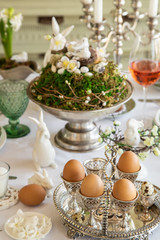 Easter table setting with vintage decoration